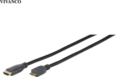 Produktbild von ViVanco™47/12 15G, 1,5 m, HDMI Typ A (Standard), HDMI Type C (Mini), 3D, 10,2 Gbit/s, Schwarz, Grau