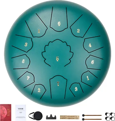 Produktbild von Stahlzungentrommel Regenglockenspiel Regentrommel C-Dur 305mm 13Noten Grün