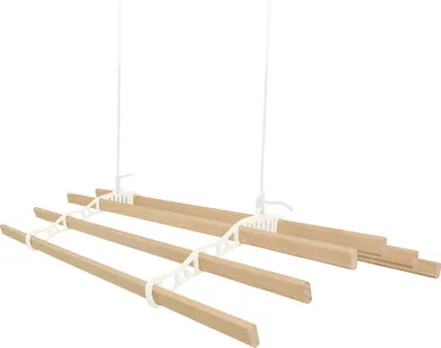 Productafbeelding van 2,4 meter lange, ivoorkleurige wasrek met 6 latten en een rol voor dekens