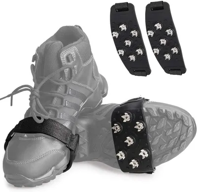 Productafbeelding van IJskrabbers voor schoenen, 1 paar - Zool met 7 spikes - Antislip ijsklemmen voor schoenen - Geschikt voor sneeuw en ijs - 16 x 6 cm - Ideaal voor wandelen en in de winter