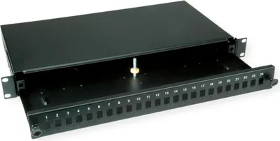 Produktbild von VALUE 19\"-Spleißbox, 24x SC Sx/LC Dx, 1 HE, schwarz (21.99.0651)