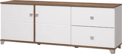 Image de Isera - Meuble TV, 162x40x60h cm Blanc, 2 Tiroirs