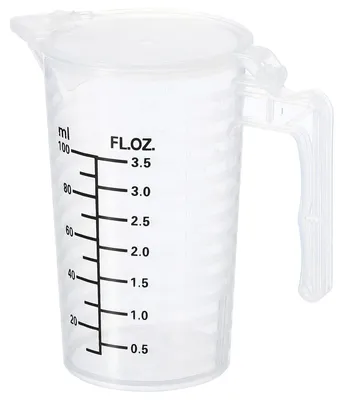 Messbecher 100 ml PP-Kunststoff doppelseitige Skala mit Deckel