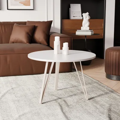 Produktbild von Idohome - RIO Runder Couchtisch Ø 67 cm, Farbe: Kaschmir/Weiß Mat