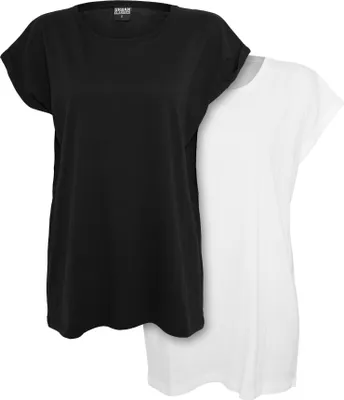Immagine prodotto di Urban Classics - T-shirt a spalla larga da donna 2 pezzi nero/bianco - XL