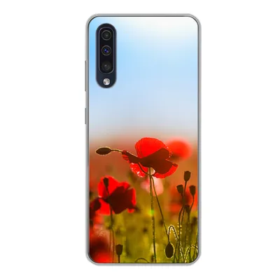 Produktbild von MuchoWow® Handyhülle Schutzhülle Hülle für Samsung Galaxy A50 Mohnblumen unter einem klaren blauen Himmel. Silikon Softcase Handy Hülle - Mobiltelefonhülle