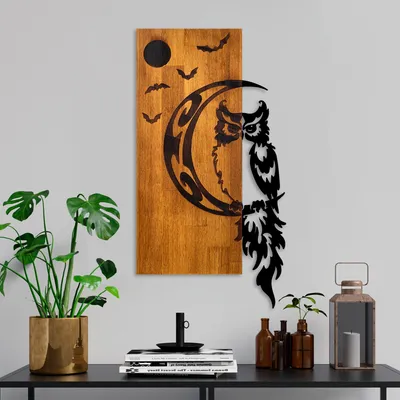 Produktbild von Wallity, Owl, Wanddeko, Nussbaum, Metall, 36 x 66 x 3 cm