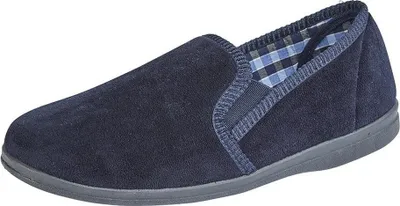 Image de Sleepers - Pantoufles pour homme "Wilson", velours DF2008 (42 EU) (Bleu marine)