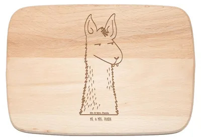 Produktbild von Mr. & Mrs. Panda Holz Frühstücksbrettchen Lamakopf Genervt - Transparent - Geschenk, Freundin, Frühstücksbrett, Lama, Holzbrett, Büro, Beste, Azubi, Schneidebrett, Lamas