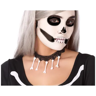 Produktbild von Halsband Weiß Halloween Knochen
