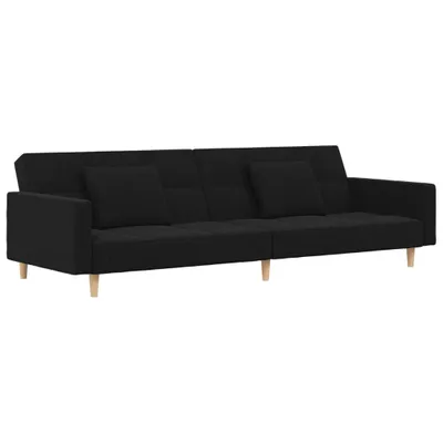 Produktbild von Schlafsofa 2-Sitzer mit 2 Kissen Schwarz Stoff
