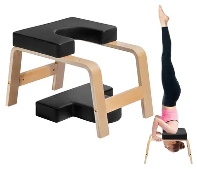Produktbild von VEVOR Yoga Kopfstandbank, 136 kg Tragfähigkeit Yoga Umkehrstuhl für das Familienfitnessstudio, Kopfstandtrainer mit Holzrahmen & PolyurethanPad, Yoga-Hocker für Kraft- und Gleichgewichtstraining, Müdigkeit lindern, Weiß, Schwarz