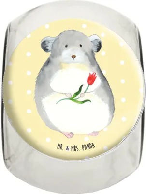 Produktbild von Mr. & Mrs. Panda Kaffeedose Chinchilla Blume L 870ml - Gelb Pastell - Geschenk, Süßigkeitenglas, Dekoglas, Tiermotive, Vorratsbehälter, Chaos, Bonboniere, Chinchillas
