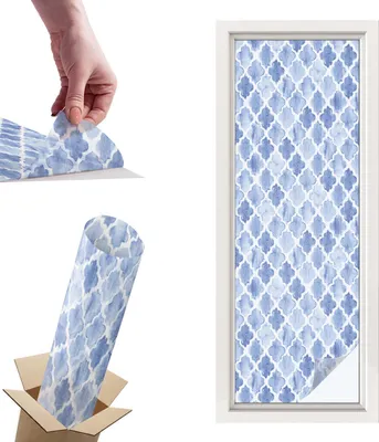 Zdjęcie produktu dla Folia witrażowa do okien - 146x50 cm - Folia witrażowa, dekoracyjna i nieprzezroczysta - Samoprzylepna folia dekoracyjna do szkła w witrażowym wzorze - ochrona przed promieniowaniem UV, łatwa w montażu, dekoracja okna - Elegancja w akwareli.