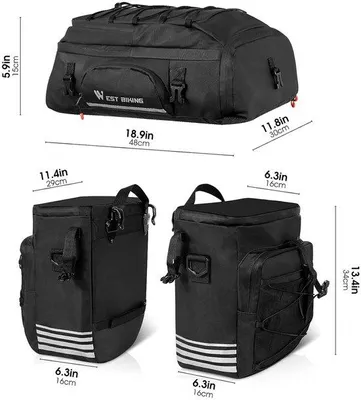 Produktbild von Famanu Fahrradtasche Wasserfest - Multifunktionale Fahrradtasche - 48 Liter