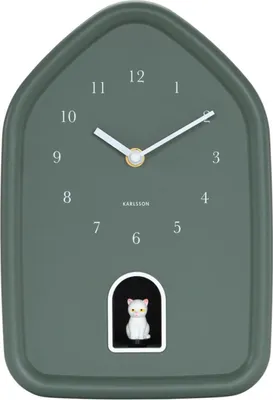Produktbild von Karlsson - Wanduhr Modern Kitty - Grün - 29.1x20x29.1cm