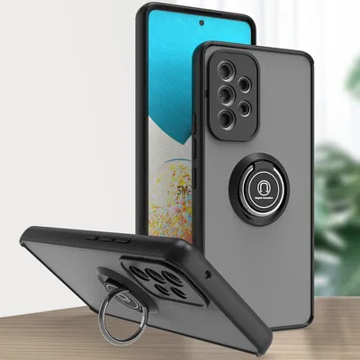 Produktbild von Samsung A53 5G Hülle, Ring Halter Ständer Matte Transluzent TPU Rahmen Stoßfest Schutzhülle für Samsung Galaxy A53 5G Schwarz