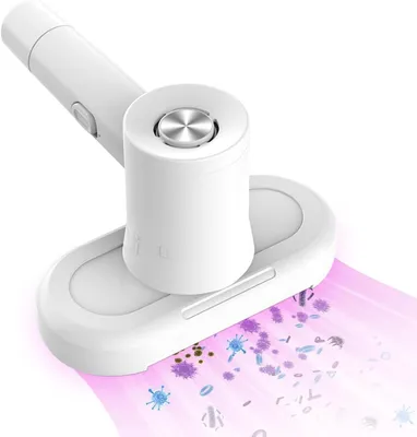 Imagen del producto de Limpiador de colchones - Aspiradora para ácaros - Para un sueño higiénico - Limpieza profunda con luz UV-C - Inalámbrica, 30 minutos de autonomía - Blanco