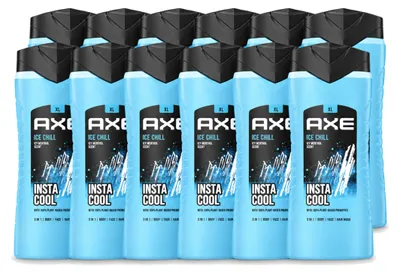 Produktbild von 12 x Axe Ice Chill 3-in-1 Douchegel - Minze und Zitrone - 400 ml - Vorteilspackung - 12 Stücke