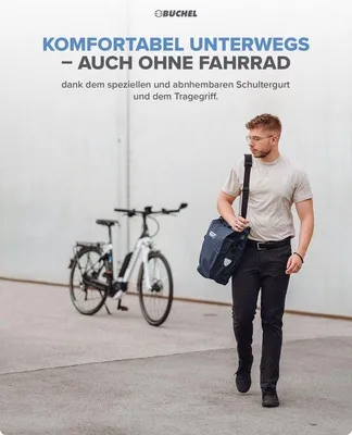Produktbild von Famanu Fahrradtasche 25,4 Liter - 100% wasserdicht - Tragegriff - Schultergurt - hinten