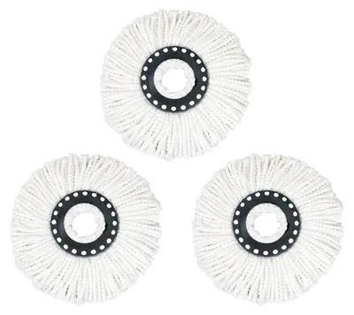 Immagine prodotto di 3 testine di ricambio rotonde per mop a 360°, in microfibra, 16 mm, testina rotante, panno per mop come ricambio