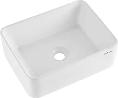 Obrázek produktu pro VEVOR Obdélníkové umyvadlo na desku Umyvadlo, 406 x 305 x 133 mm, koupelnové umyvadlo na desku nad pultem, moderní styl keramického umyvadla, pro toalety, hotely, restaurace, světle bílá barva