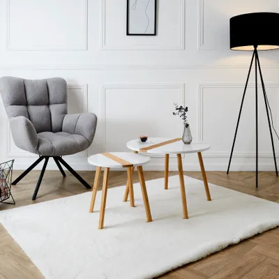 Produktbild von 2er-Set weiße Relief-Satztische Home Deco Factory