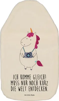 Produktbild von Mr. & Mrs. Panda Wärmflasche Einhorn Fotograf - Weiß - Geschenk, Unicorn, Wärmekissen, wärmebeutel, Wärmflaschen, mit Bezug, Reisen, Urlaub, Kamera, Einhörner