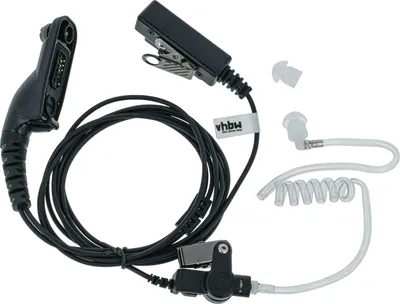 Produktbild von vhbw Headset kompatibel mit Motorola DP3401, DP3600, DP3400, DP3601, XiR P8200 Funkgerät mit PTT Mikrofon - transparent, schwarz, Akustikschlauch