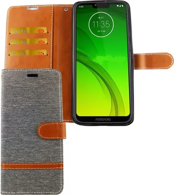 Immagine prodotto di Custodia protettiva per cellulare Motorola Moto G7 con scomparto per carte, grigia