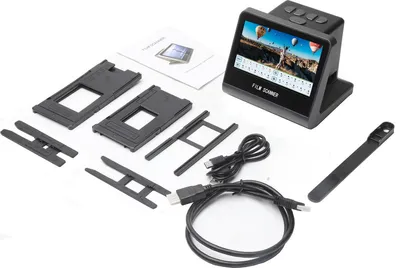 Immagine prodotto di Scanner per pellicole, digitale, 22 MP, schermo LCD da 5 pollici, memoria da 16 GB, conversione di diapositive monocromatiche negative nere in foto JPEG