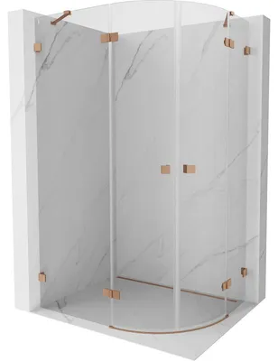 Obrázek produktu pro Mexen Lunar sprchový kout půlkruhový otočný levý 80 x 70 cm, transparentní, kartáčovaná měď - 833-080L-070P-65-00