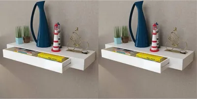 Obrázok produktu pre Maison Exclusive – Nástenná polica s zásuvkami, 2 ks, biela, 80 cm