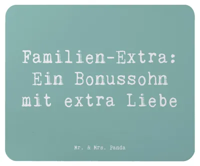 Produktbild von Mr. & Mrs. Panda Mauspad Spruch Bonussohn Liebe - Meeresbrise - Geschenk, Familienmitglied, Familie, laptop mousepad, Geschenke, Familienbindung, Weihnachten, Mouse Pad