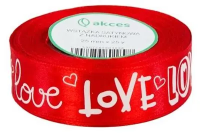 Produktbild von Bedrucktes Geschenkband Dekoratives rotes Love 25 mm 22 m
