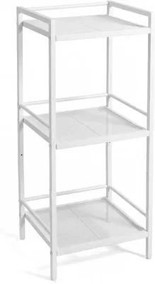 Produktbild von Küchen Aufbewahrungsregal - 3-stöckiges Metallregal - Freistehend - Edelstahl - Wasserdichtes Regal für Küche und Bad - Weiß
