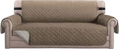 Produktbild von Wasserdichte Sofabezüge für Haustiere - 3-Sitzer Sofabezug, Möbelbezug - Weich gepolstert - Rutschfeste Bänder - Sitzbreite 1676 cm - Taupe/Beige