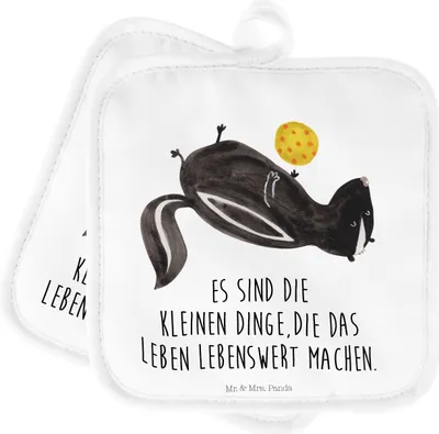 Produktbild von Mr. & Mrs. Panda Topfuntersetzer Stinktier Ball - Weiß - Geschenk, Ofenlappen, Wildtier, Topflappen, Raubtier, Kochlappen, Set, Weisheit, Skunk, topfhalter, Stinki