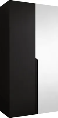 Immagine prodotto di MIRJAN24 Armadio Mila 2 100 con specchio, camera da letto, armadio, con due ante a battente e asta appendiabiti, moderno, armadio guardaroba (colore: nero + nero)