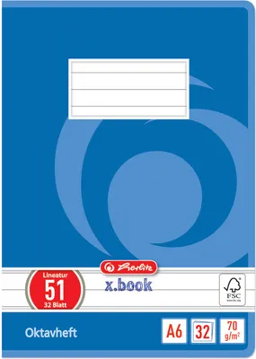 Produktbild von 10 Herlitz Oktavhefte / A6 / 32 Blatt / liniert / Lineatur 51