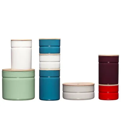 Immagine prodotto di Barattolo Riess con coperchio in legno di frassino Ø8cm 0,49L Smalto blu