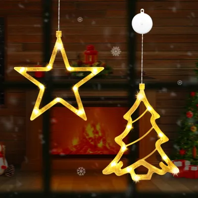 2er-Set LED-Weihnachtslichter mit Saugnäpfen, warmweiß