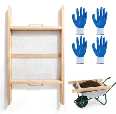 Garten-Bodensieb für Schubkarren, 6 mm, mit 2 Paar Handschuhen