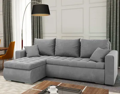 Produktbild von Selsey Ecksofa DERKAN L - Eckcouch in Grau mit Schlaffunktion, Bettkasten, Kissen und Steppung, 238 cm breit