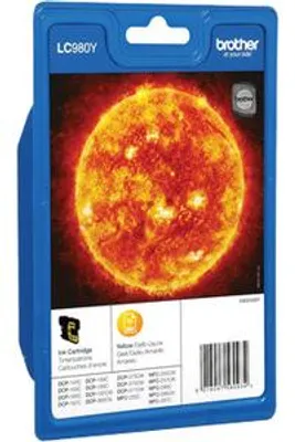 Produktbild von Brother LC980YBP - Gelb - original - Blisterverpackung - Tintenpatrone - für Brother DCP-145, 163, 165, 195, 365, 373, 375, 377, MFC-250, 255, 290, 295, 297