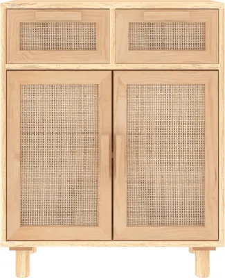 Produktbild von vidaXL Sideboard Braun 60x30x75 cm Massivholz Kiefer und Natur-Rattan