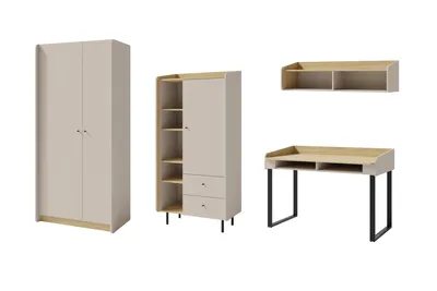 Produktbild von JUGENDZIMMER ALBI C 4-teilig in Sandbeige / Geölte Eiche