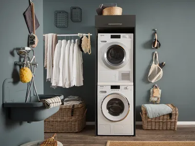 Produktbild von Waschmaschinenumbauschrank >LAUNDREEZY< in anthrazit - 67,5x200x67,5 (BxHxT)