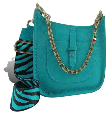 Productafbeelding van Florence Tasche, turquoise leren handtas, model D2OTF158T