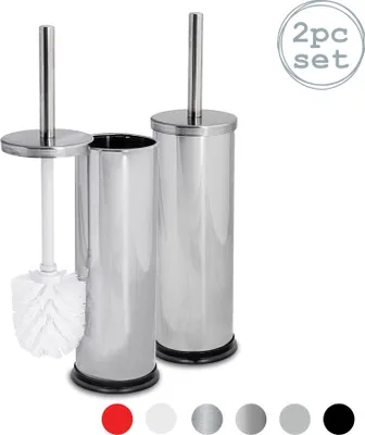 Produktbild von Harbour Housewares Runde Toilettenbürsten – Chrom – 2er-Pack